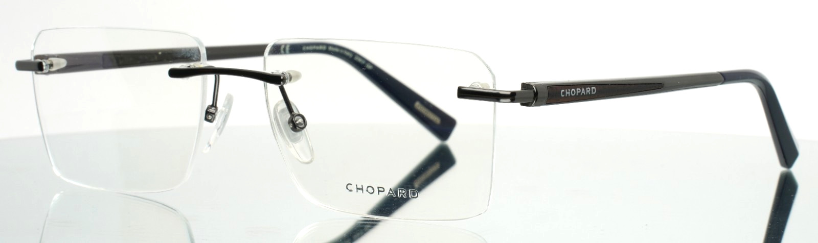 CHOPARD VCHD20 0568 Gunmetal Mens Rectangle Rimless Eyeglasses 56-16-145 B:38