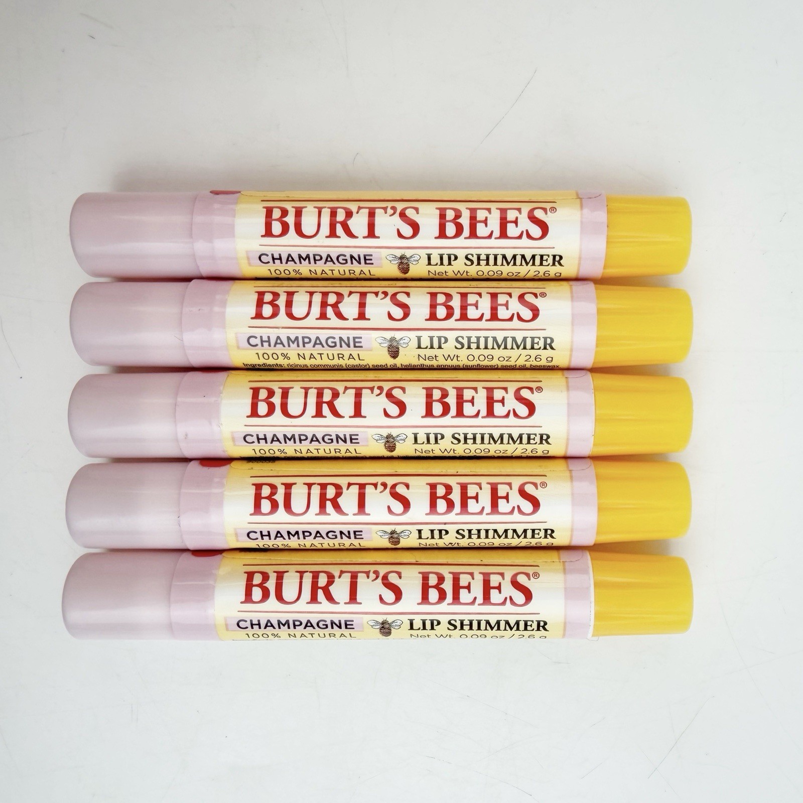 FIVE Burt’s Bees Lip Shimmer Champagne 0.09 oz ea New Original