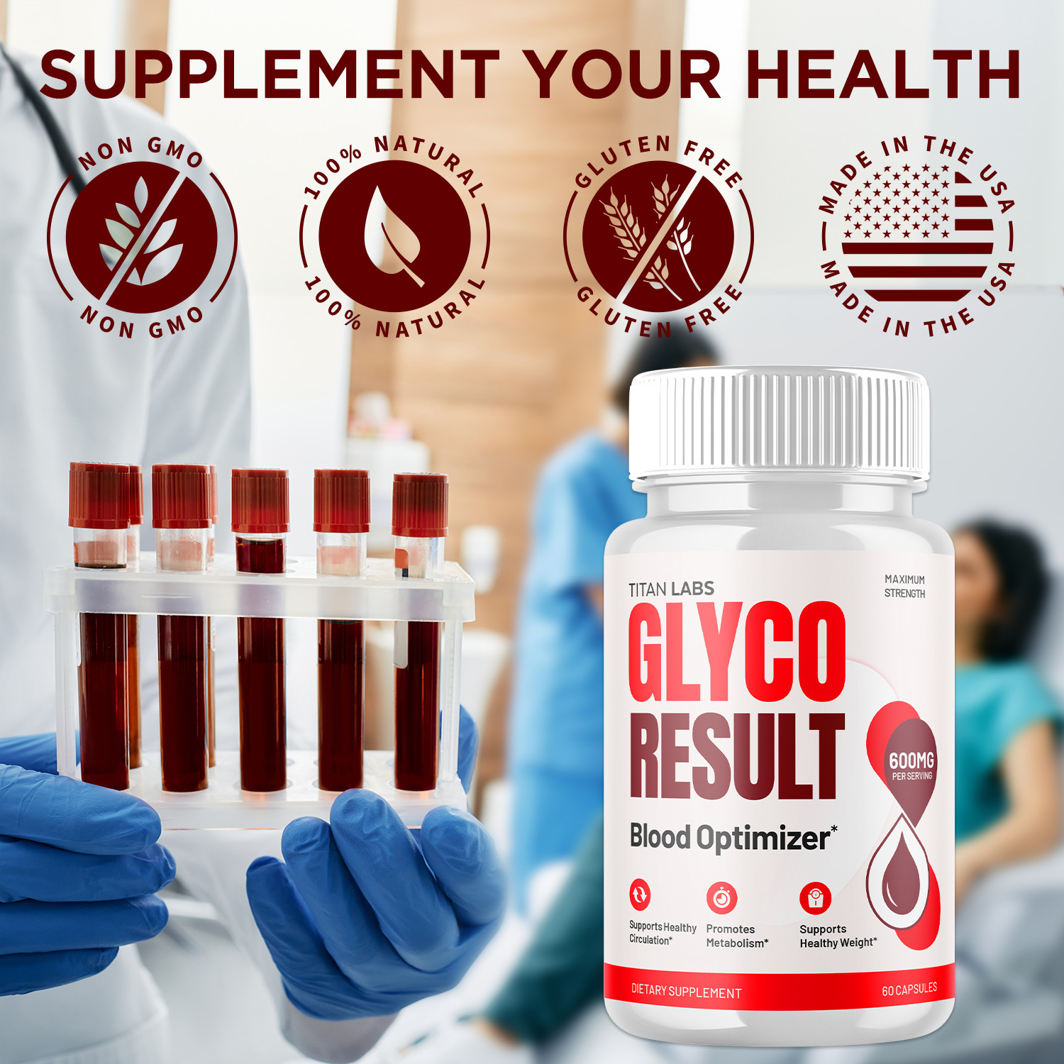 (2 Pack) Glyco Result Advanced Blood Health Support Formula GlycoResult 120 Caps