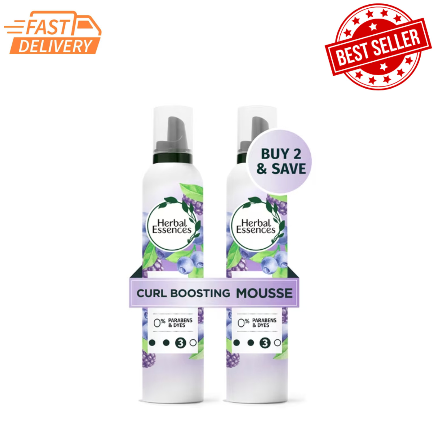 2 Pack Herbal Essences Curly Hair Curl Boosting Mousse 24 Hour Hold 6.8oz New