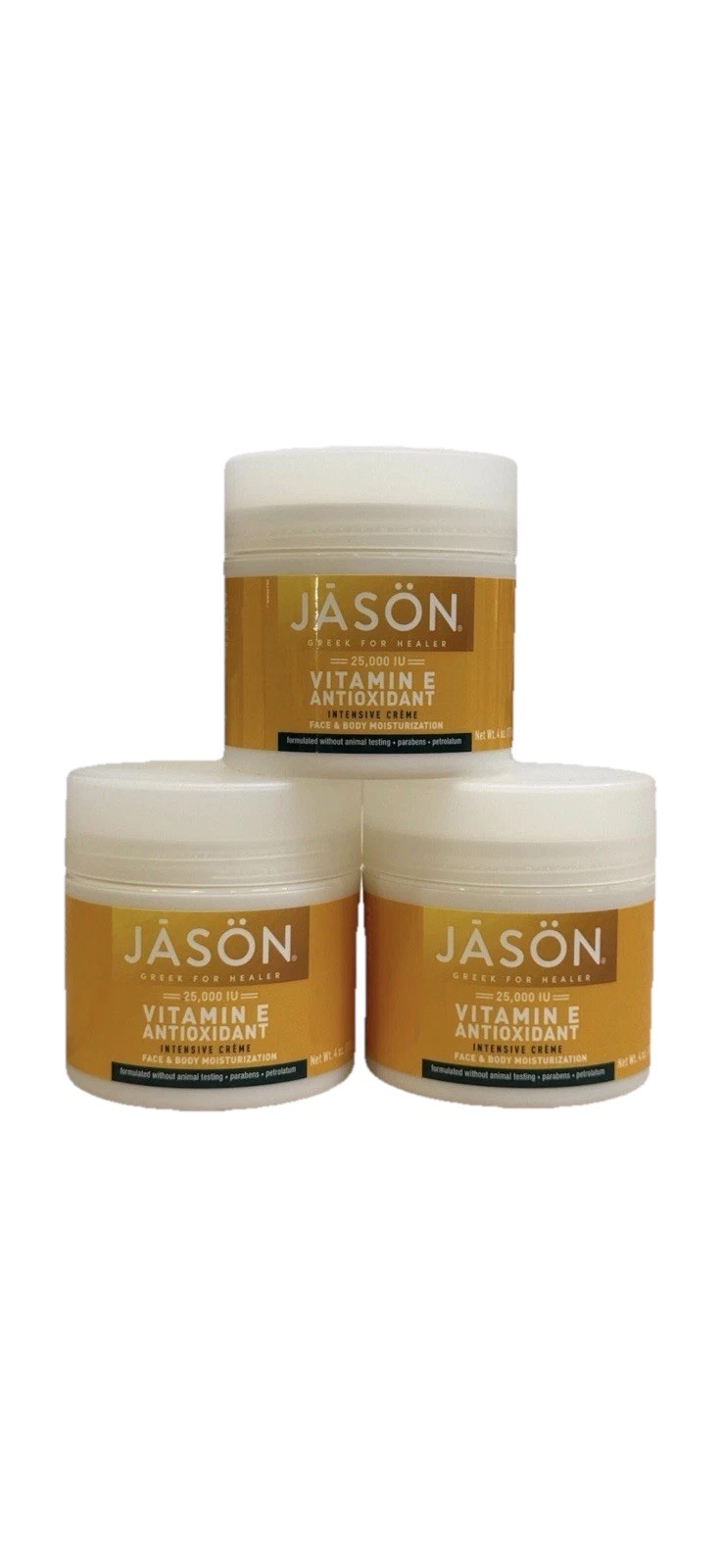 Jason Vitamin E Antioxidant Intensive Cream 4oz Vegan Moisturizer (Pack of 3)!