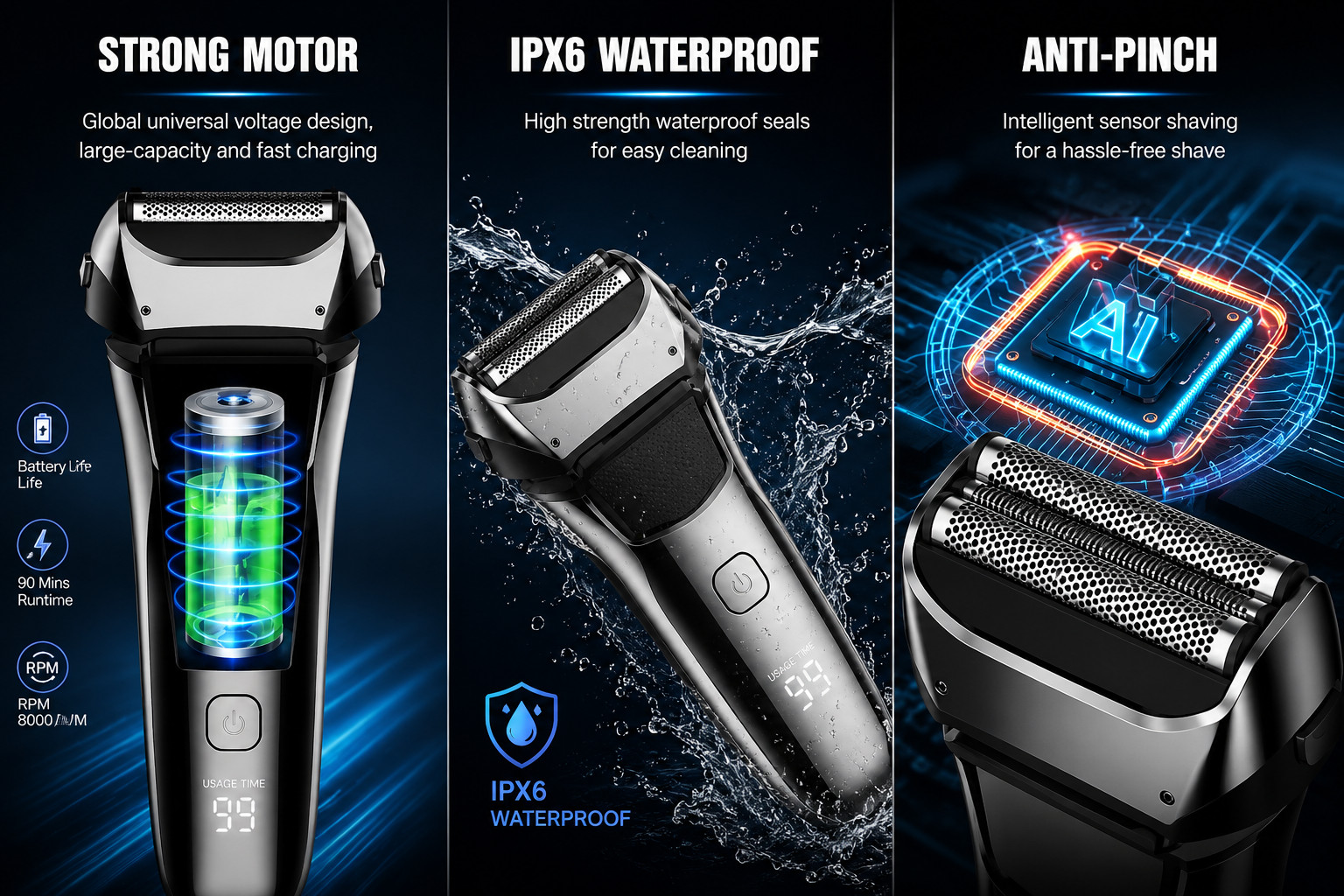 Electric Razor for Men,Shavers for Men Electric Razor Wet Dry