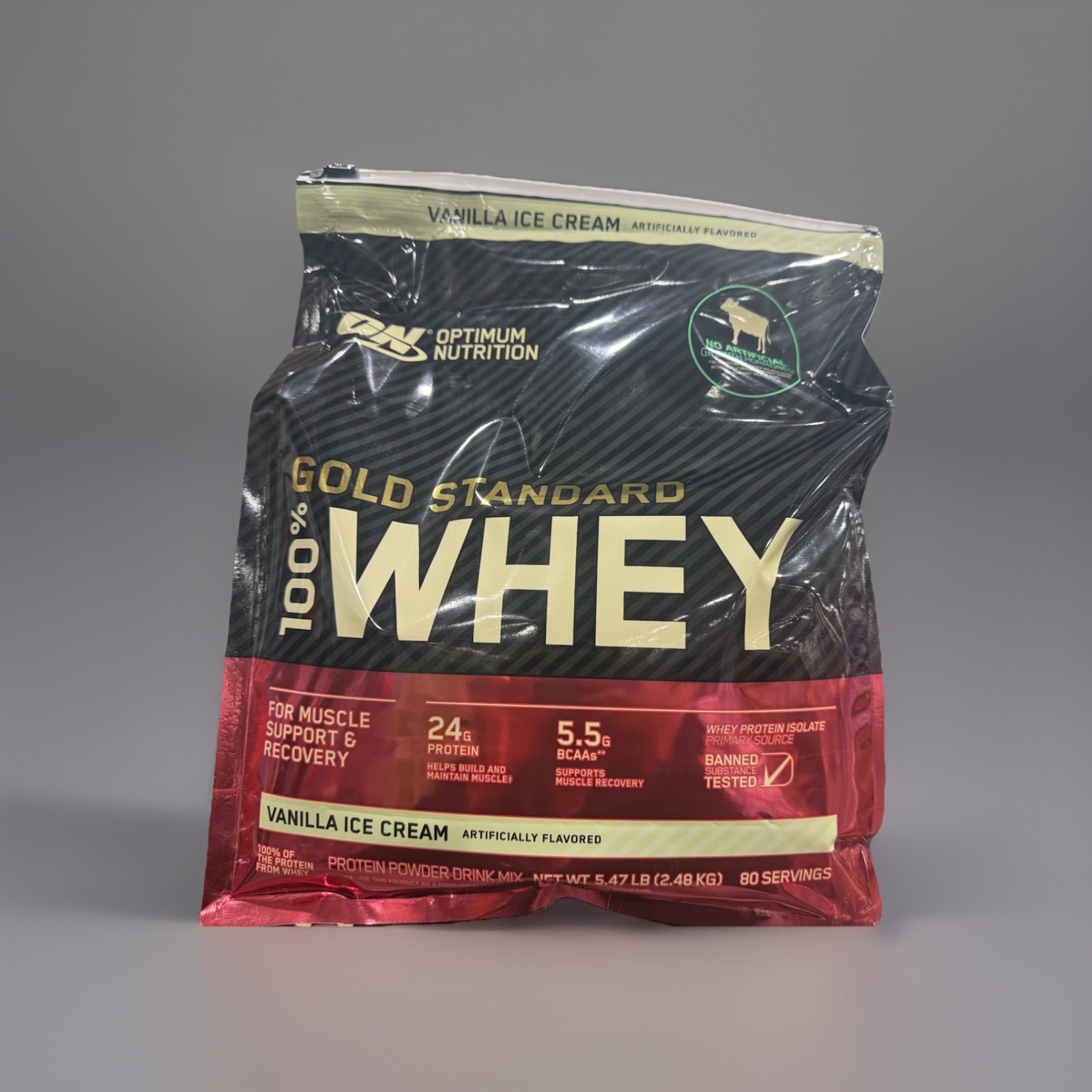 GOLD STANDARD 100% WHEY Protein Powder Vanilla Ice Cream (5. 64Lbs./73 Servings)
