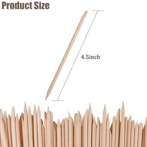 100PCS Orange Wood Nail Sticks, 4.5 Inch Wooden Cuticle Pusher and Remover