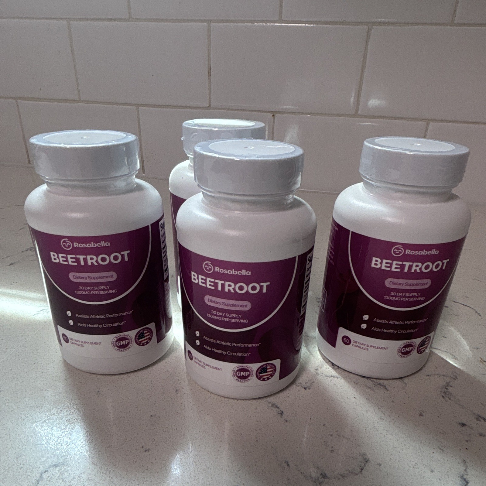4 Rosabella Organic Beetroot Powder 1300mg 60 Veggie Caps Athletic Performance