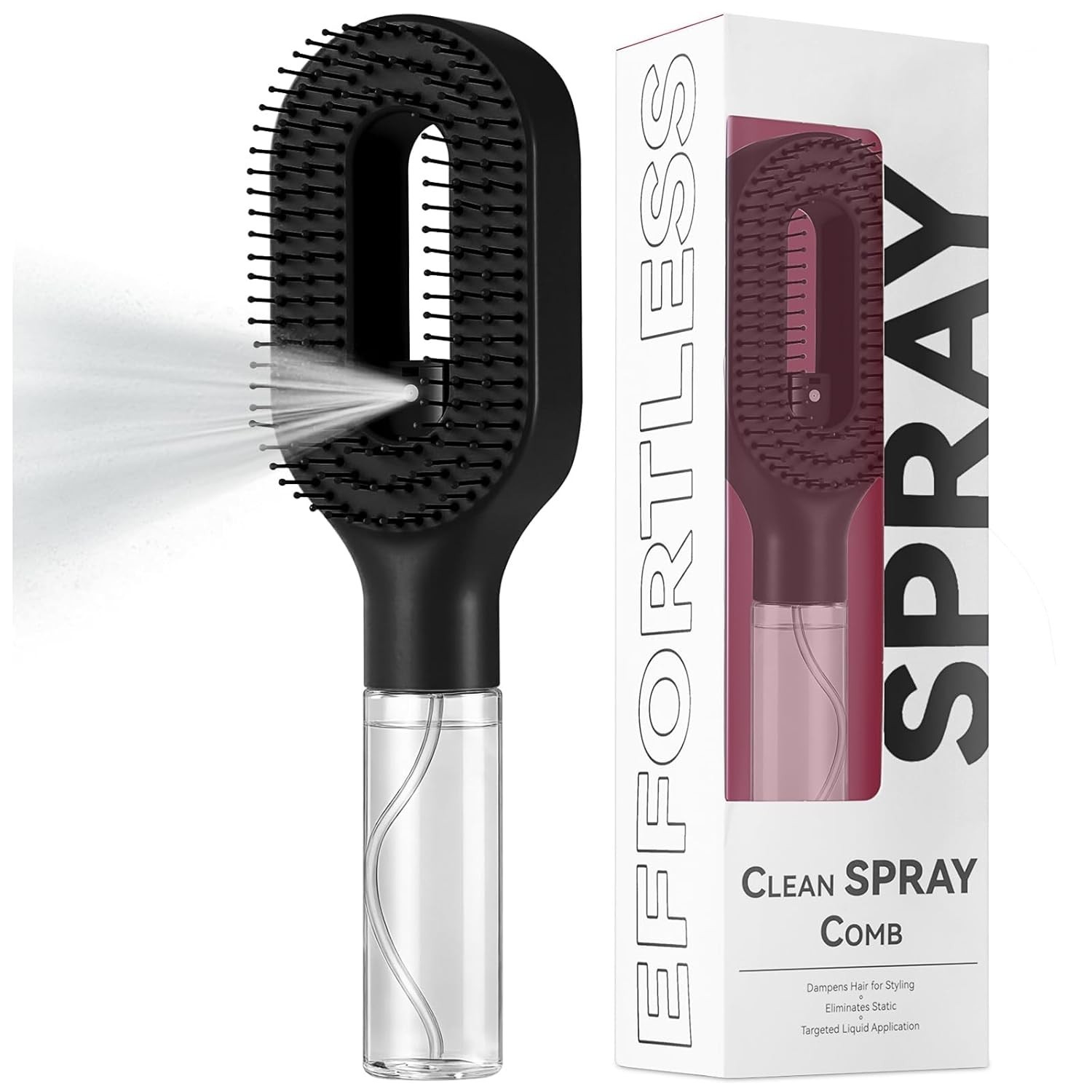 2 in 1 Hair Brush with Water Spray Bottle Detangling Styling Brush Portable