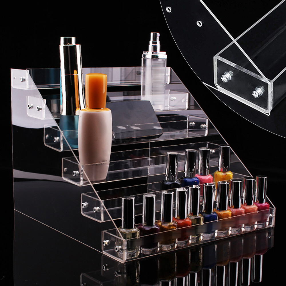6-Tier Clear Acrylic Rack Perfume Makeup Ladder Display Stand Risers Shelf