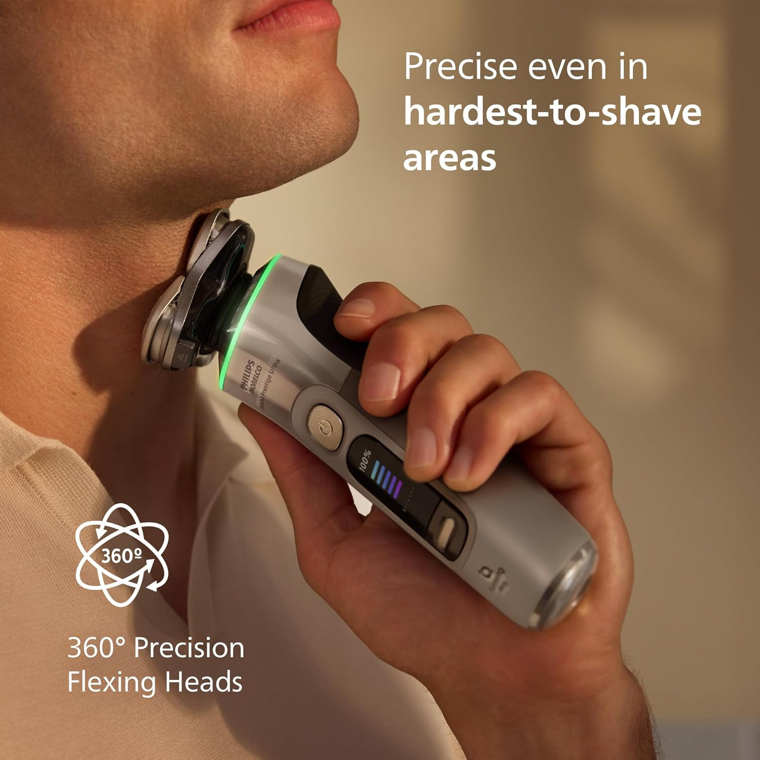 Philips Shaver I9000 Prestige Ultra, Wet & Dry Electric Shaver, White Gold, Sen