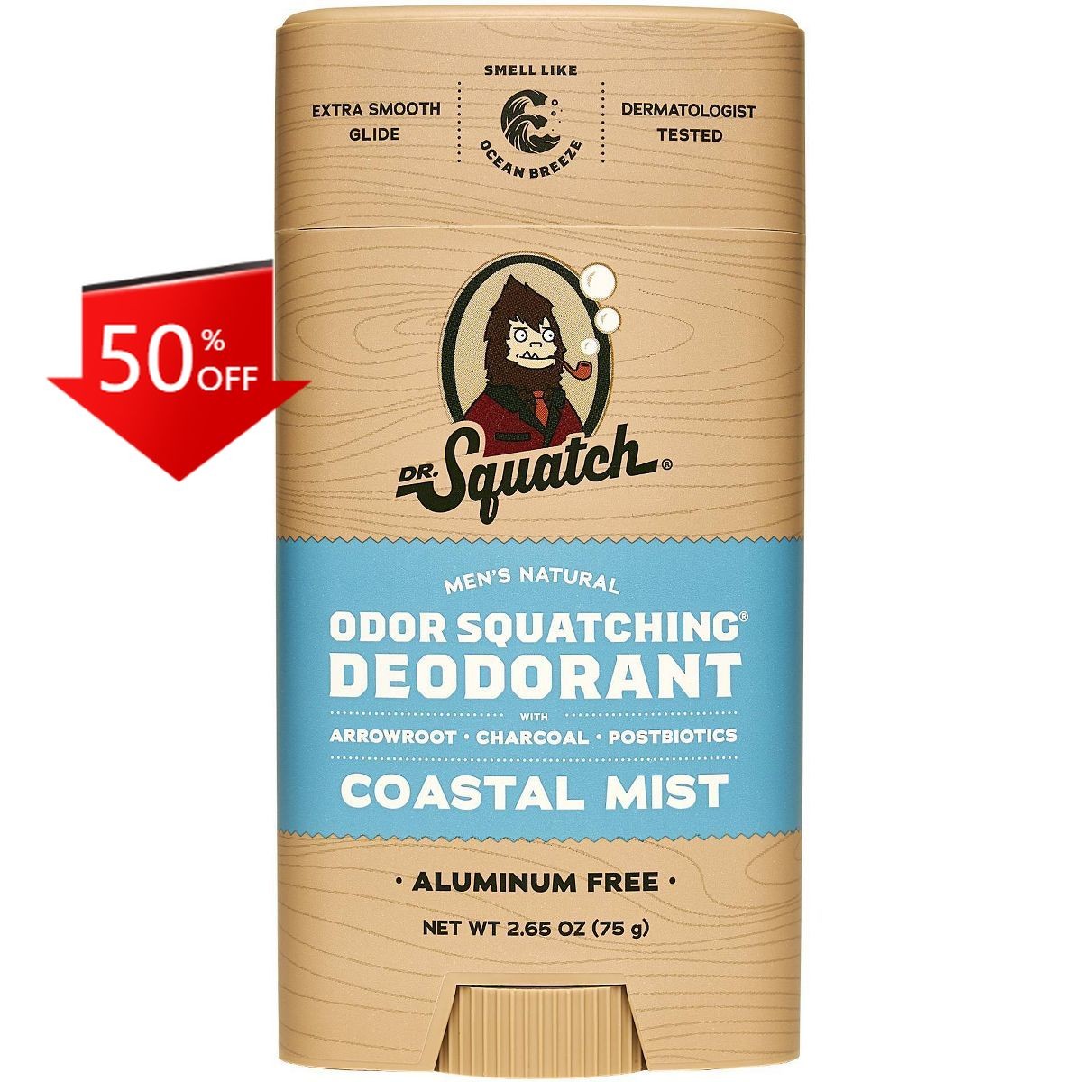 DR. SQUATCH Men’s Natural Solid Deodorant Coastal Mist – 2.65oz