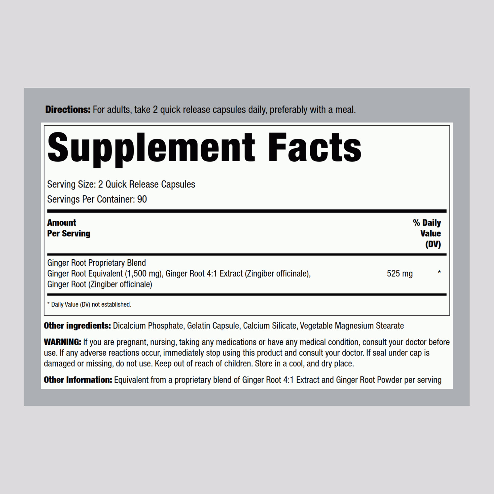 Ginger Root Capsules | 1500 mg | 180 Count | Non-GMO | by Piping Rock