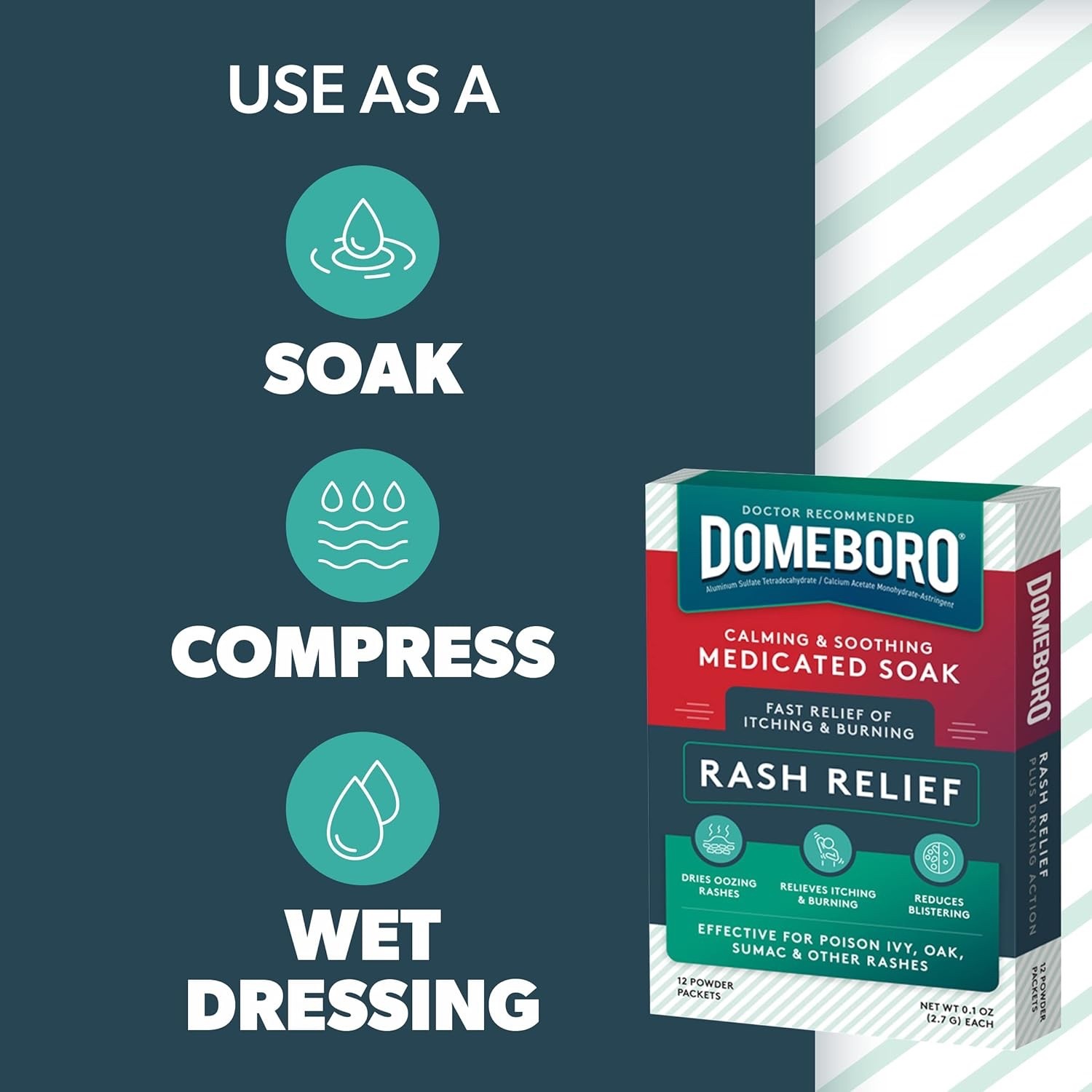 Domeboro Calming & Soothing Medicated Soak Rash Relief Astringent (12 Powder PT)