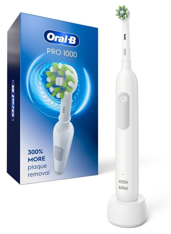 Oral-B Pro 1000 Electric Toothbrush White Rechargeable Pressure Sensor Head