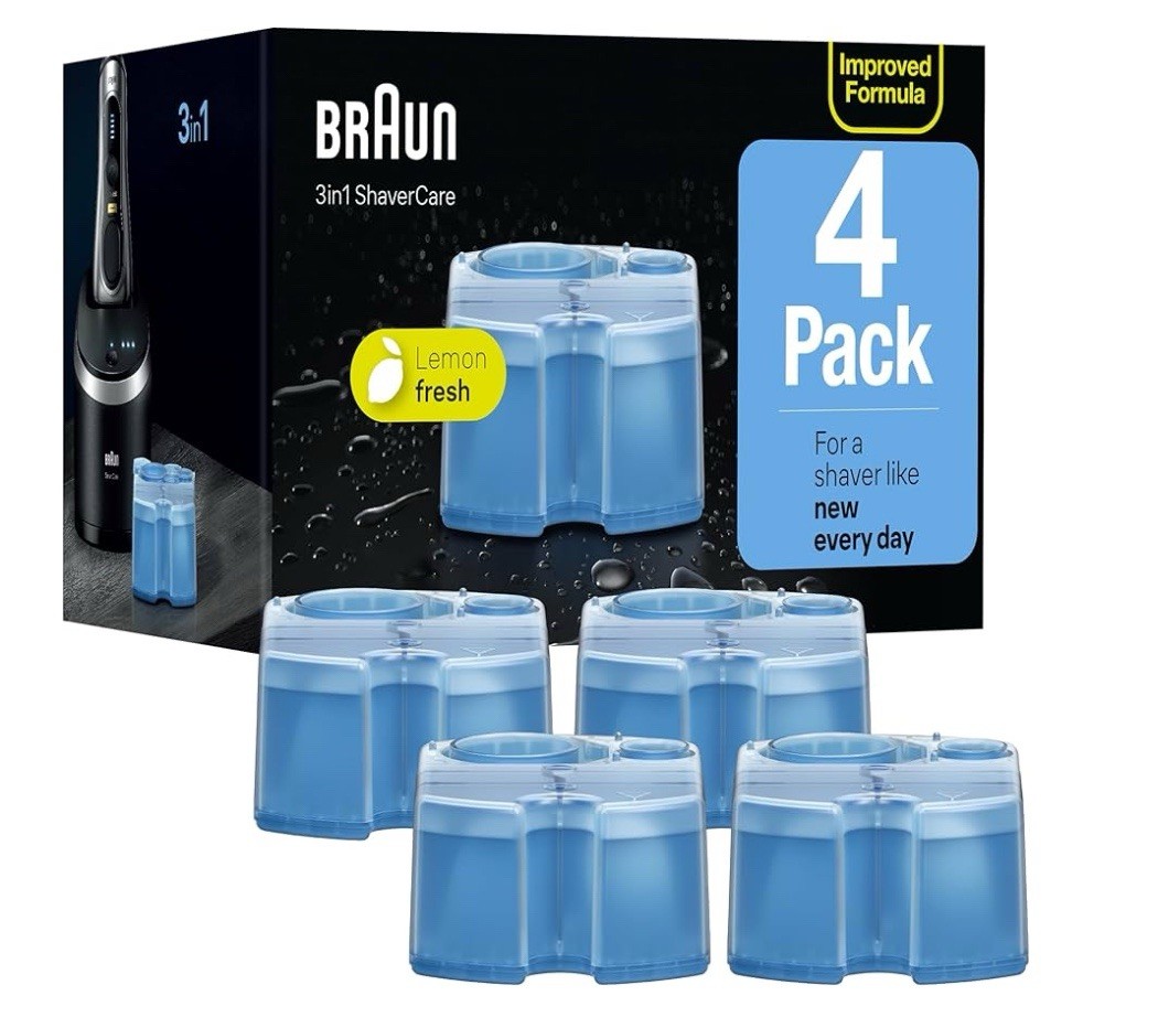 4 Pack Braun Clean Renew Cartridge Refills Shaver Cleaner CCR Lemon Fresh 22.8oz