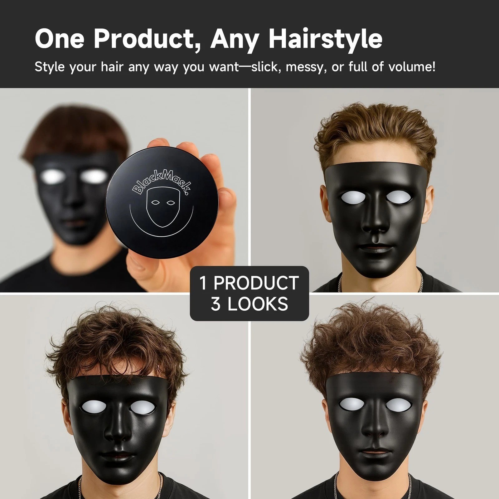 BlackMask Hair Clay for Men (3.52 oz) Matte 3.5 Ounce (Pack of 1), Grey