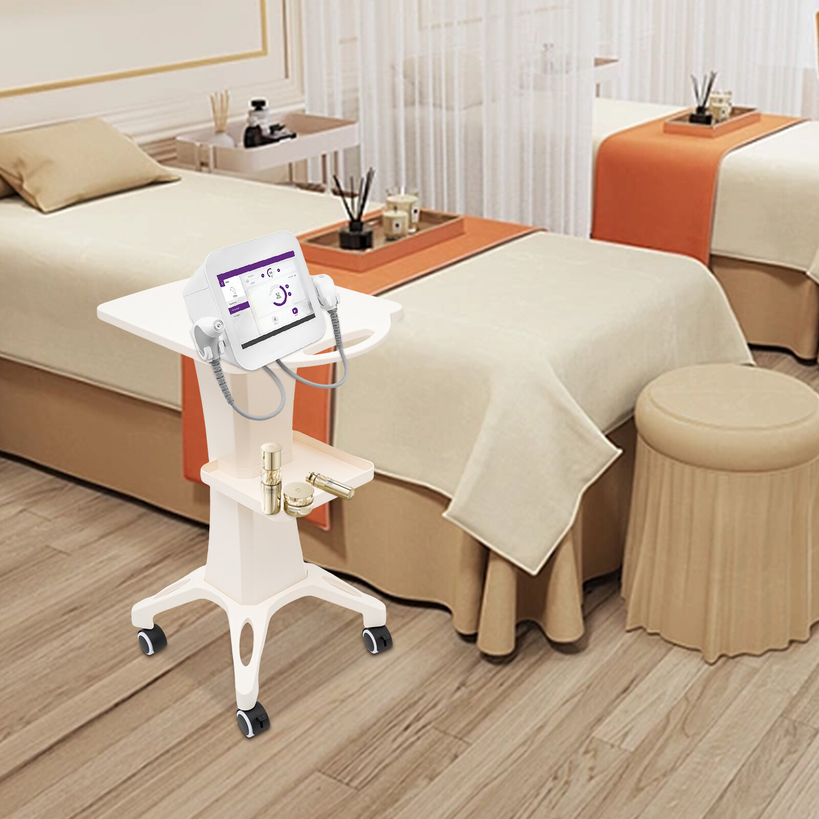 Beauty Trolley ABS Salon Pedestal Rolling Cart Silent Wheel Equipment Stand USA