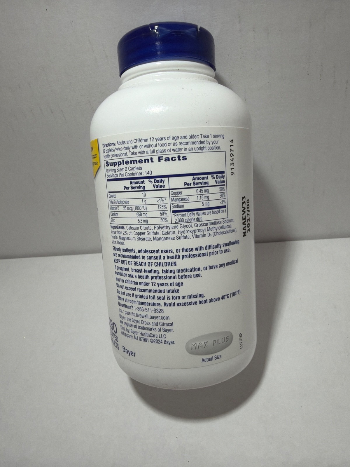 Citracal Maximum Plus Calcium Citrate + D3 280 Caplets FREE SHIPPING