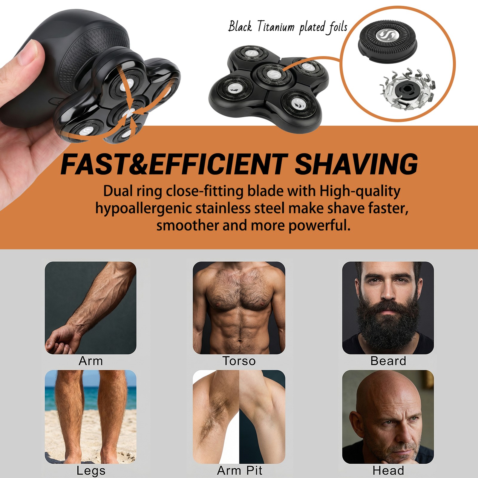 2PACK Replacement Heads Compatible with Groomi BaldiePro Head Shaver