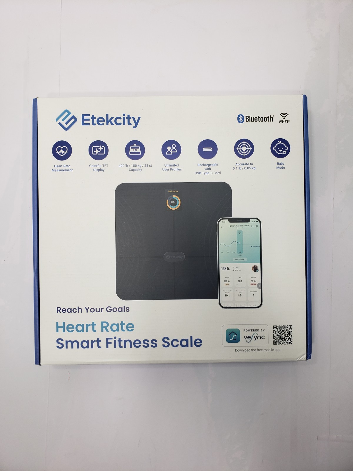 Etekcity Heart Rate Smart Fitness Scale – Wi-Fi & Bluetooth, VeSync App