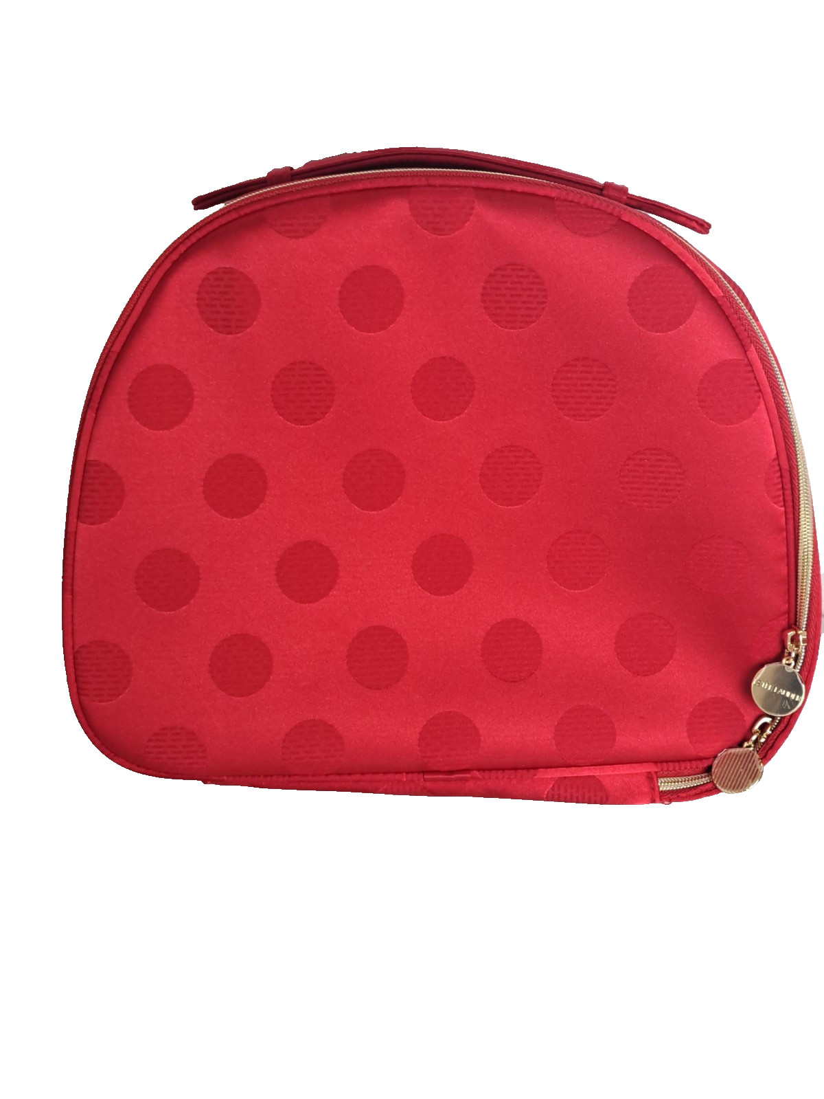 ESTEE LAUDER Red Polka Dot Empty DOME Polyester 10″ Makeup Storage Travel Case