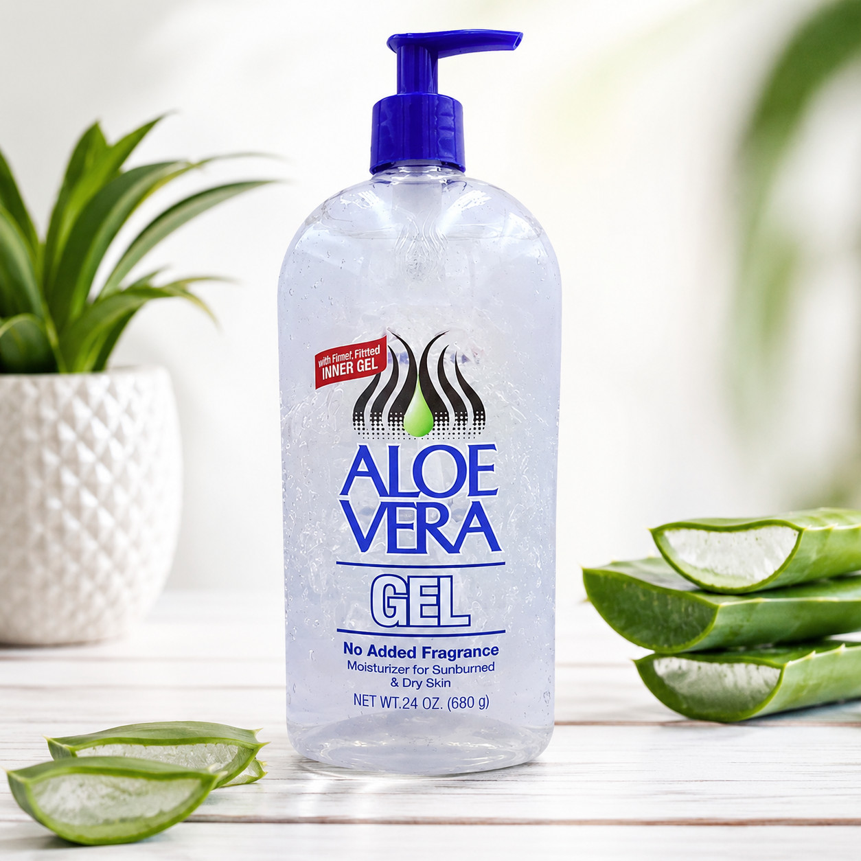 Aloe Vera Gel Pack of 6 24oz Moisturizer for Sunburn Dry Skin No Fragrance