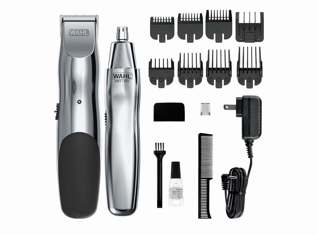 Wahl Wet/Dry Rechargeable Beard Trimmer & Nose Trimmer Grooming Kit Open Box