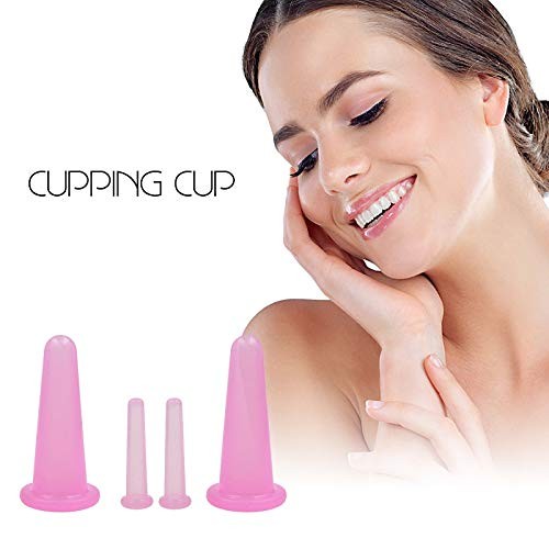 4 Pcs Facial Cupping Set,Natural Silicone Facial Massage Cup for Body,Face,Neck,