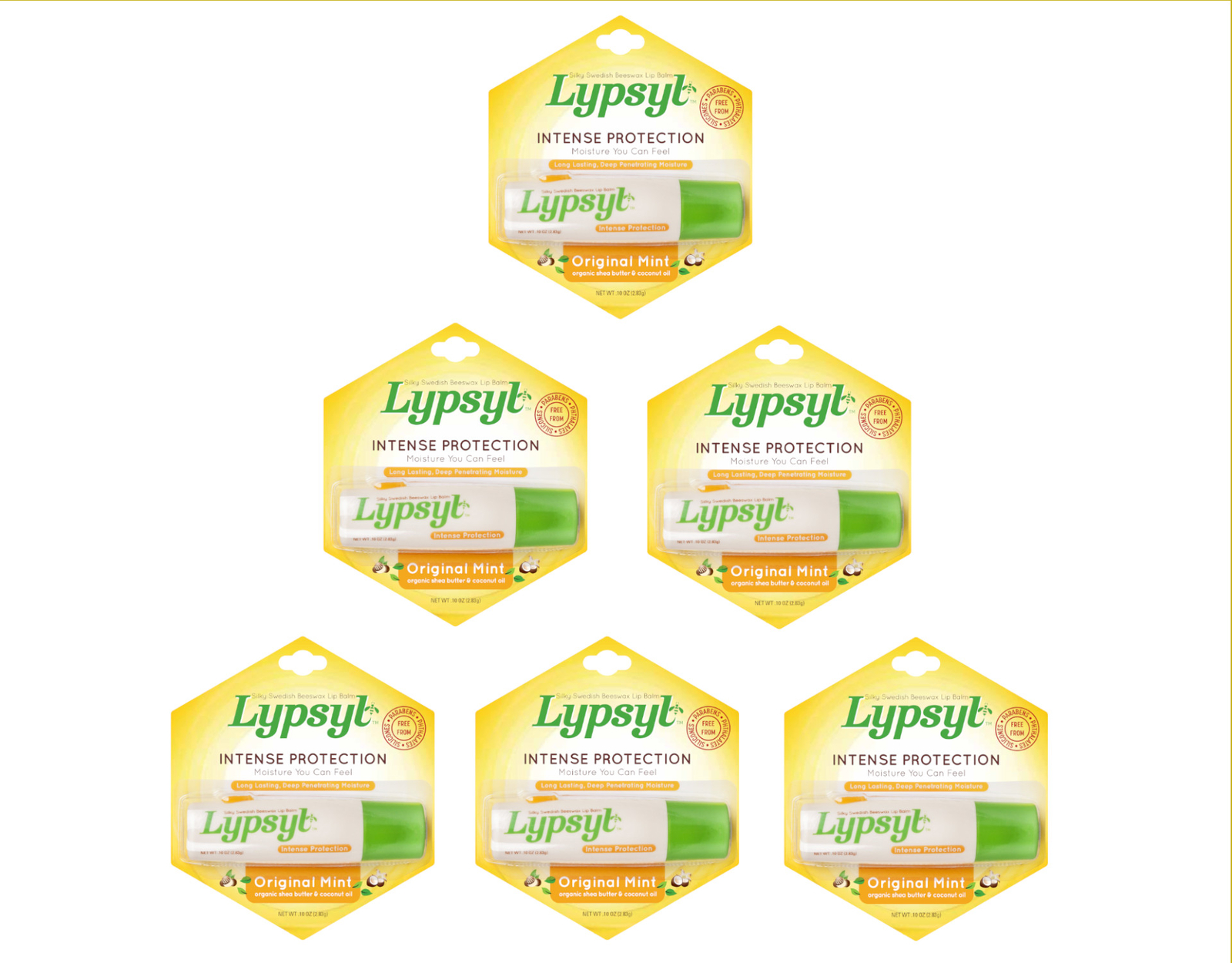 Lypsyl Intense Protection Original Mint Lip Balm, .10 oz. – Pack of 6