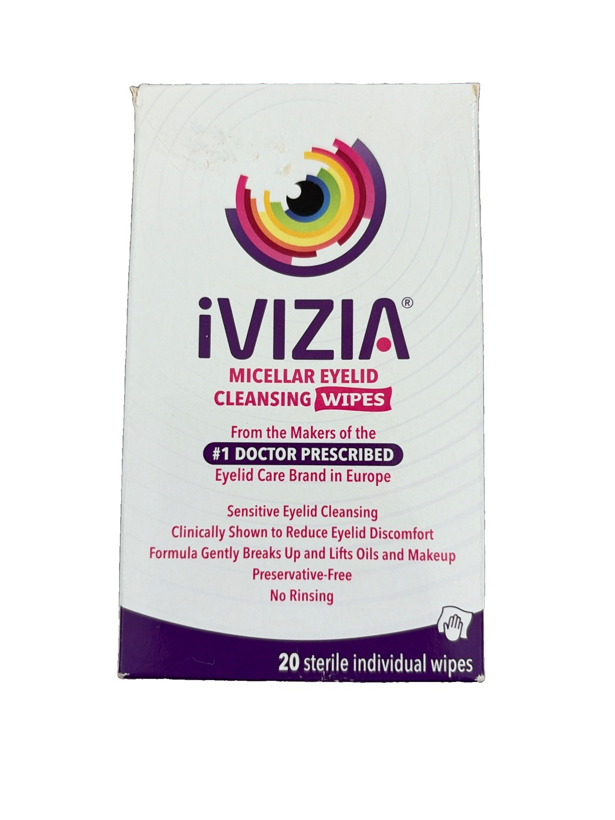 iVIZIA Eyelid Cleansing Wipes Gentle Micellar Formula 20 Sterile Wipes