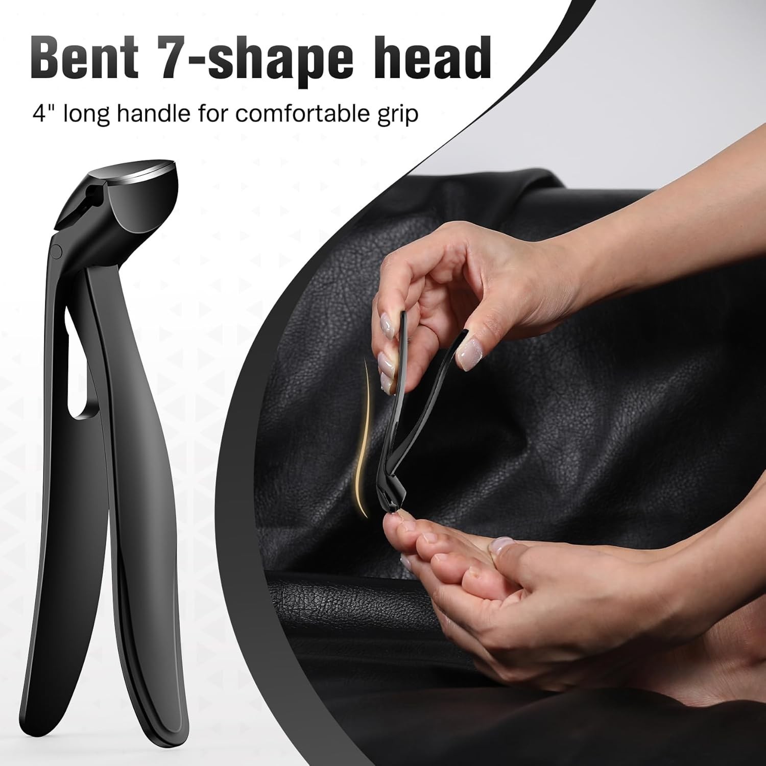 Angled Head Long Handled Toenail Clipper w/ Catcher for Seniors – Large Wide Jaw