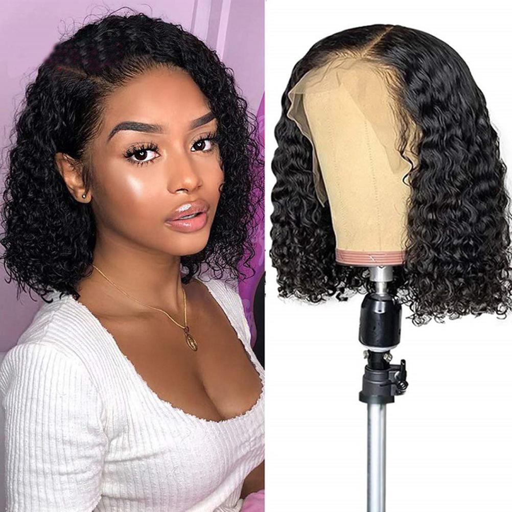 Deep Wave Brazilian Human Hair Wigs Wavy Scalp Top Machine Made Wigs With Bangs
