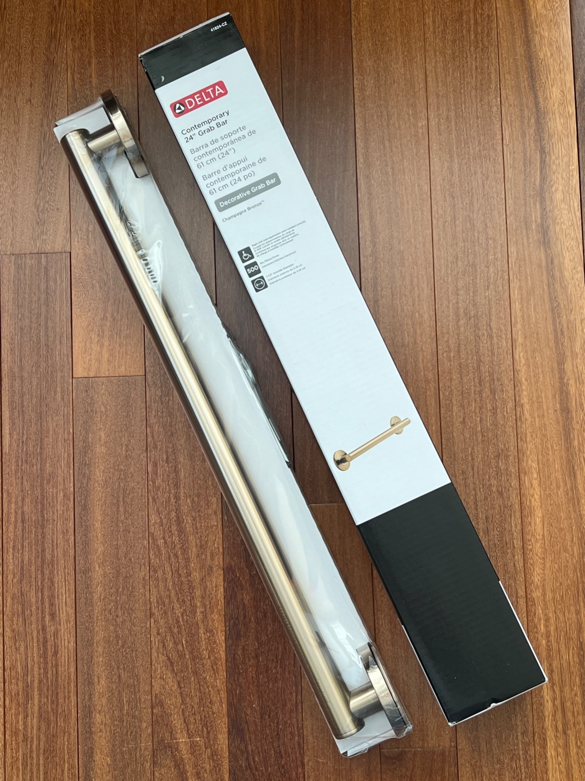 Delta Contemporary Grab Bar 24” Champagne Bronze 41824-CZ Concealed Mounting NEW