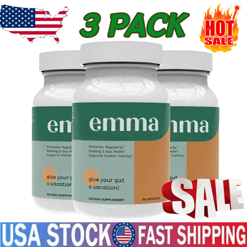 3 Pack Emma Gut Health Supplement 180 Capsules for Bloating Relief & Leaky Gut-