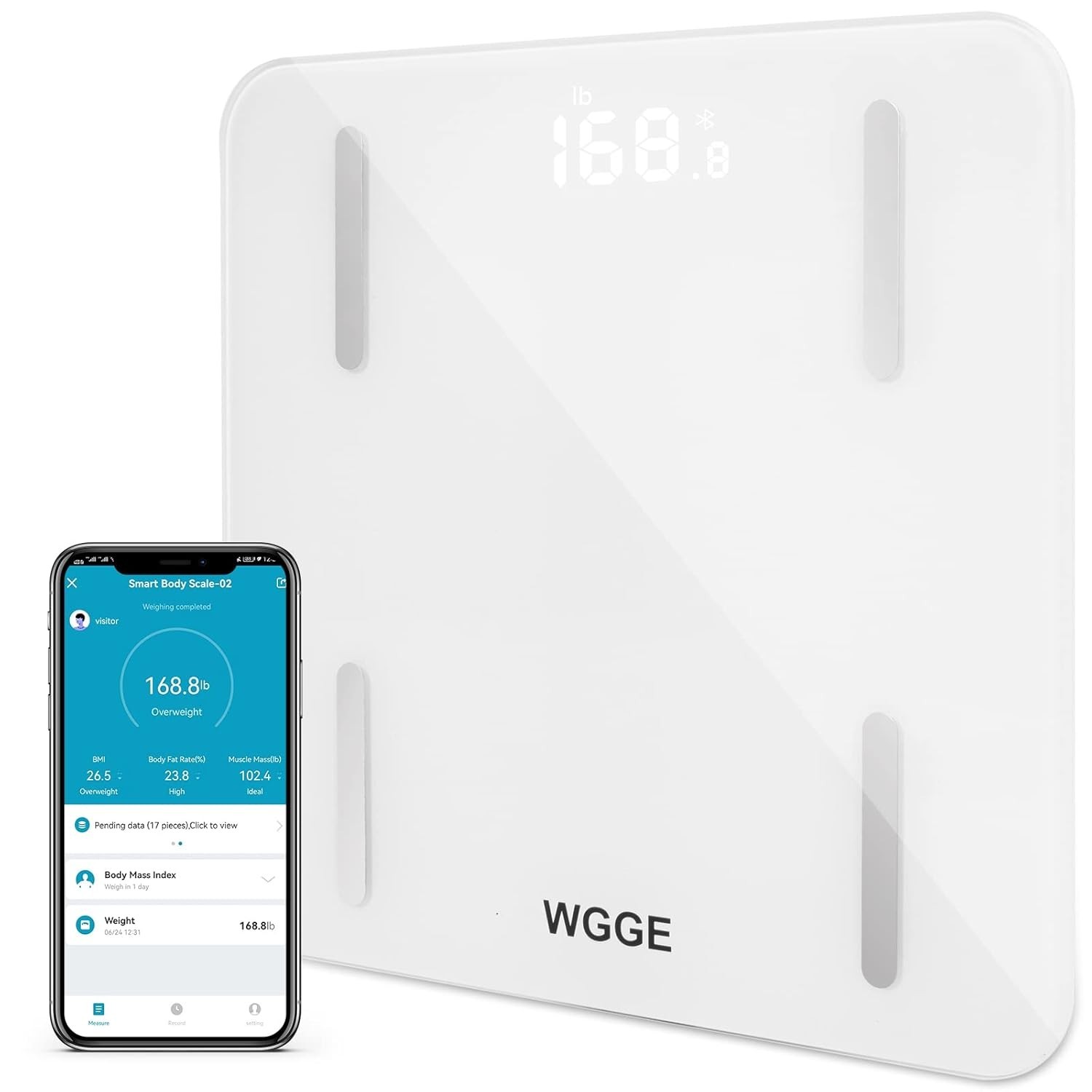 Body Fat Scale, WGGE Smart Digital Bathroom Weight Scale Highly Accurate