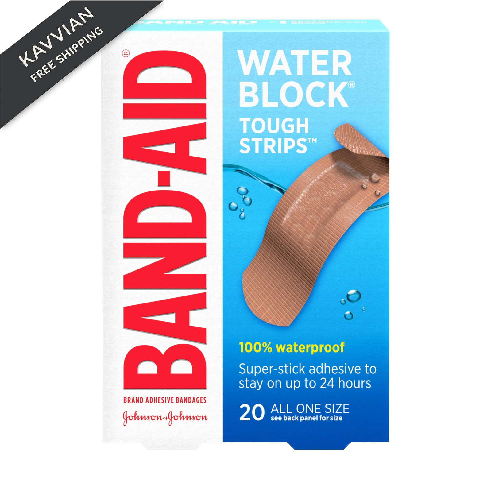 Band-Aid Brand Water Block Waterproof Tough Adhesive 20 Count (Pack of 1)
