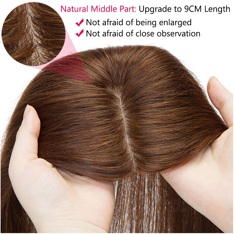 CLEARANCE 100% Remy Human Hair Topper Toupee Hairpiece Wigs Clip In Silk Base