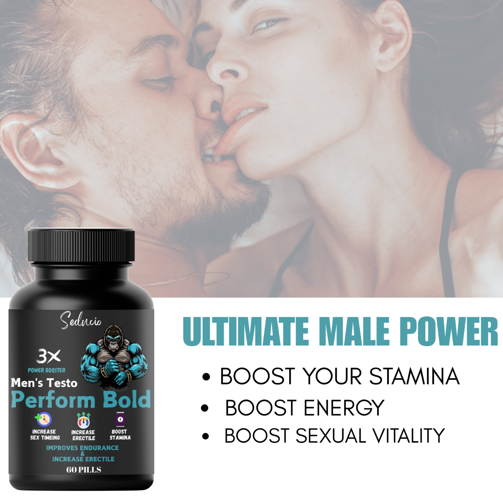 NEW . 60 Powerful Capsules . Works In 10 Minutes. 100% Money Back Guaranteed