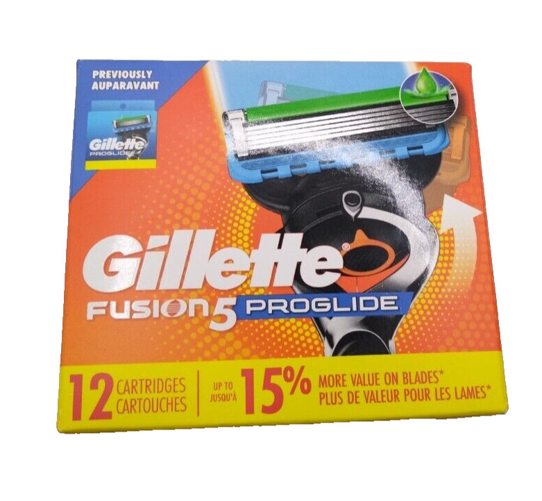 Gillette Razor Blades Fusion 5 Proglide Men 12 Cartridges New Factory Sealed