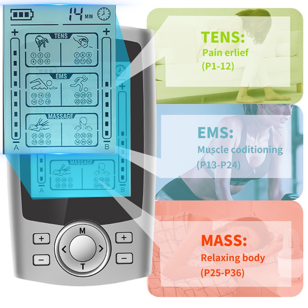Tens Unit Muscle Stimulator Machine EMS Pulse 36 Modes Massager for Pain Relief