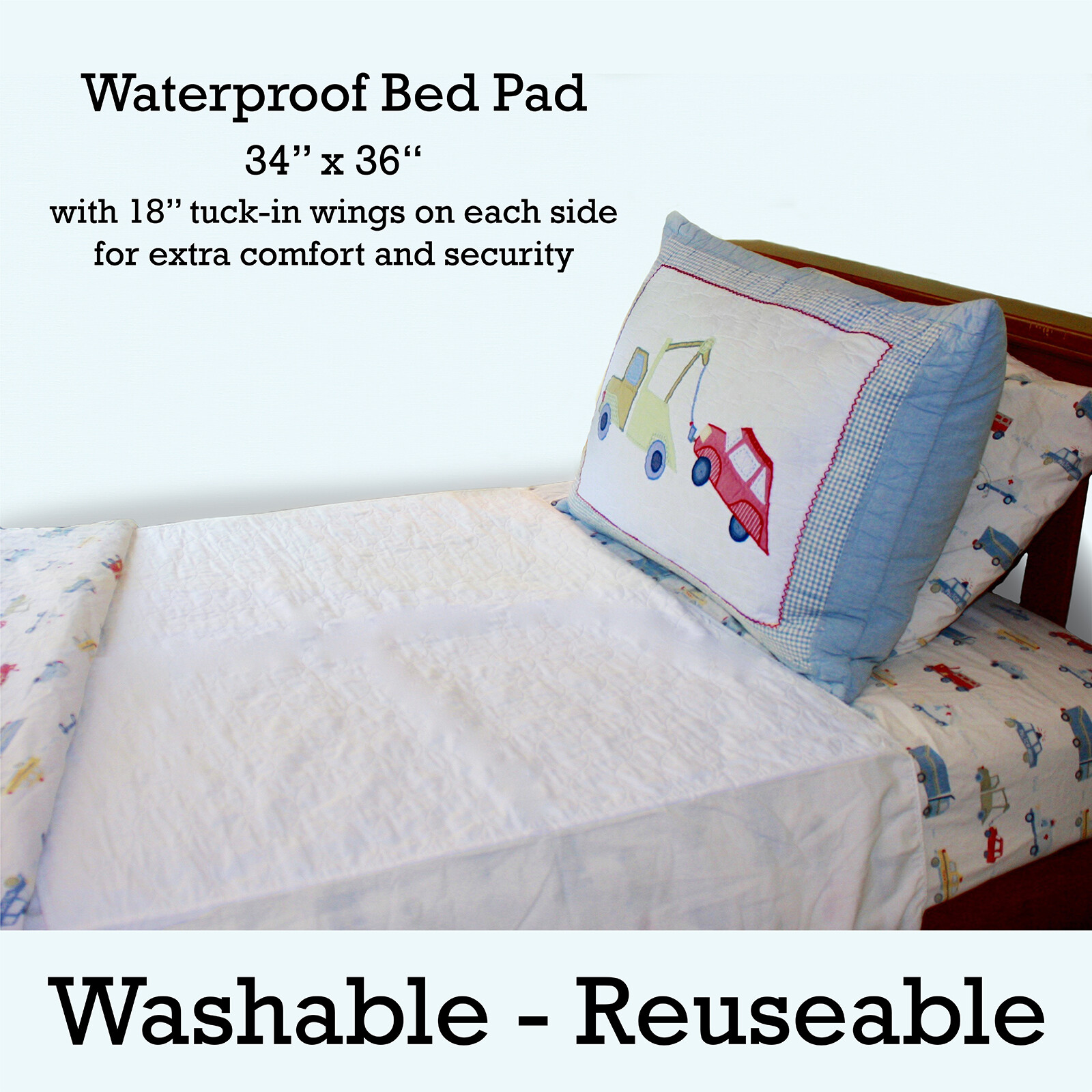 Wet Stop Washable Waterproof Mattress Pad Protector with Tuck Wings (34″x36″)