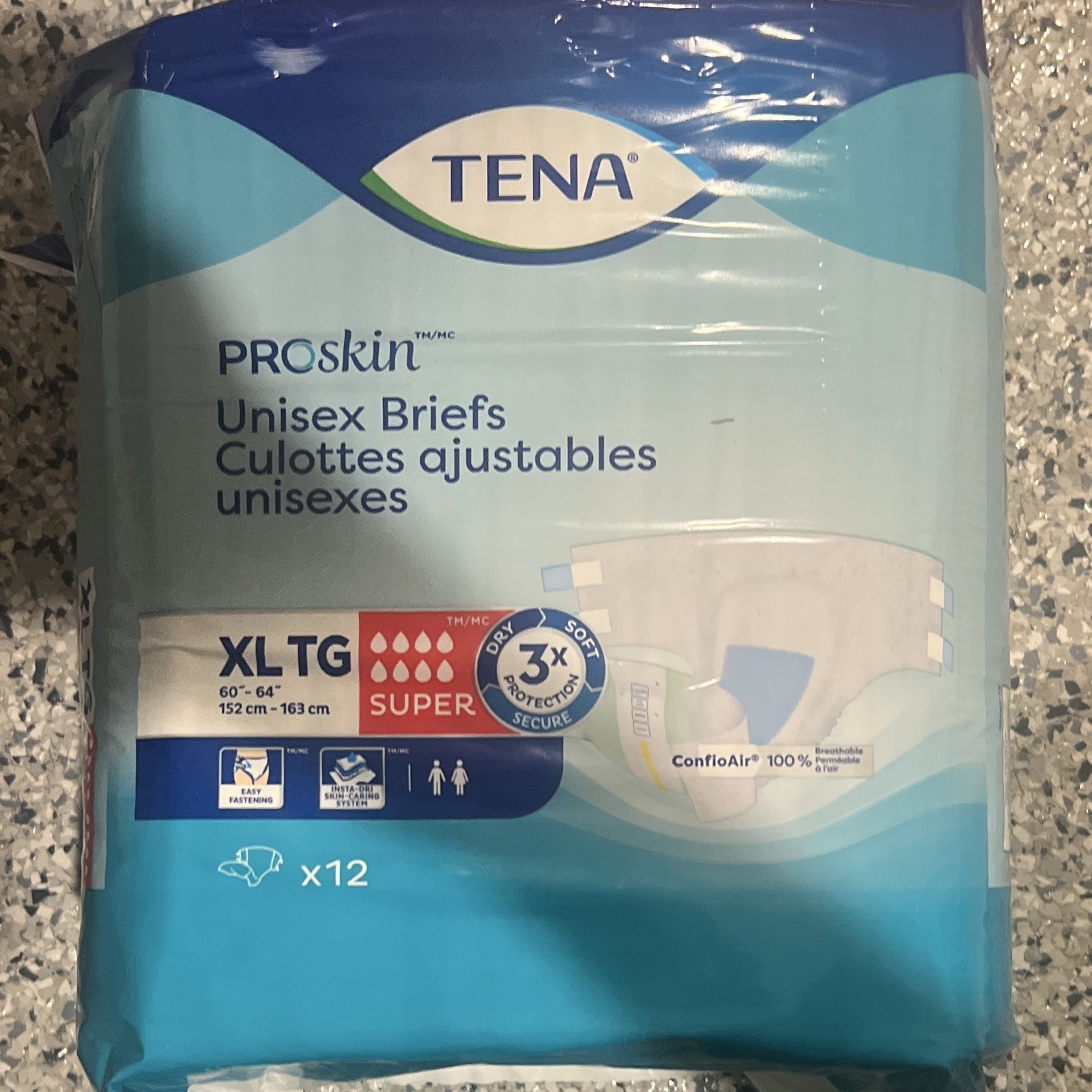 TENA ProSkin Incontinence Briefs XL Super Absorbency 12 Ct White