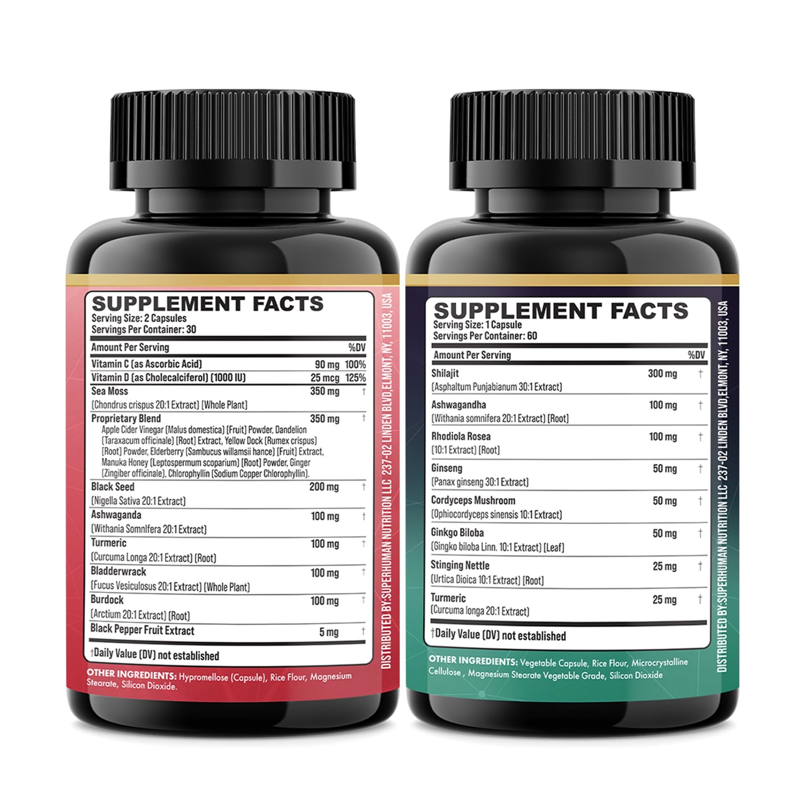 Parrox Dynamic Duo Herbal Bundle Ginger Rhodiola Rosea Sea Moss Ashwagandha