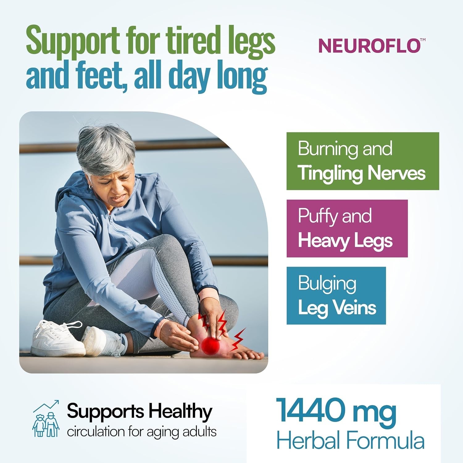 Mizzle Leg Circulation Supplement – Supports Nerves, Veins with 1470mg, 8 in 1