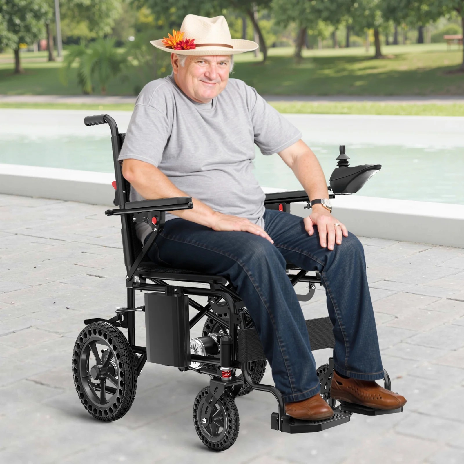 Kerdom Portable Folding Electric Wheelchair Blue