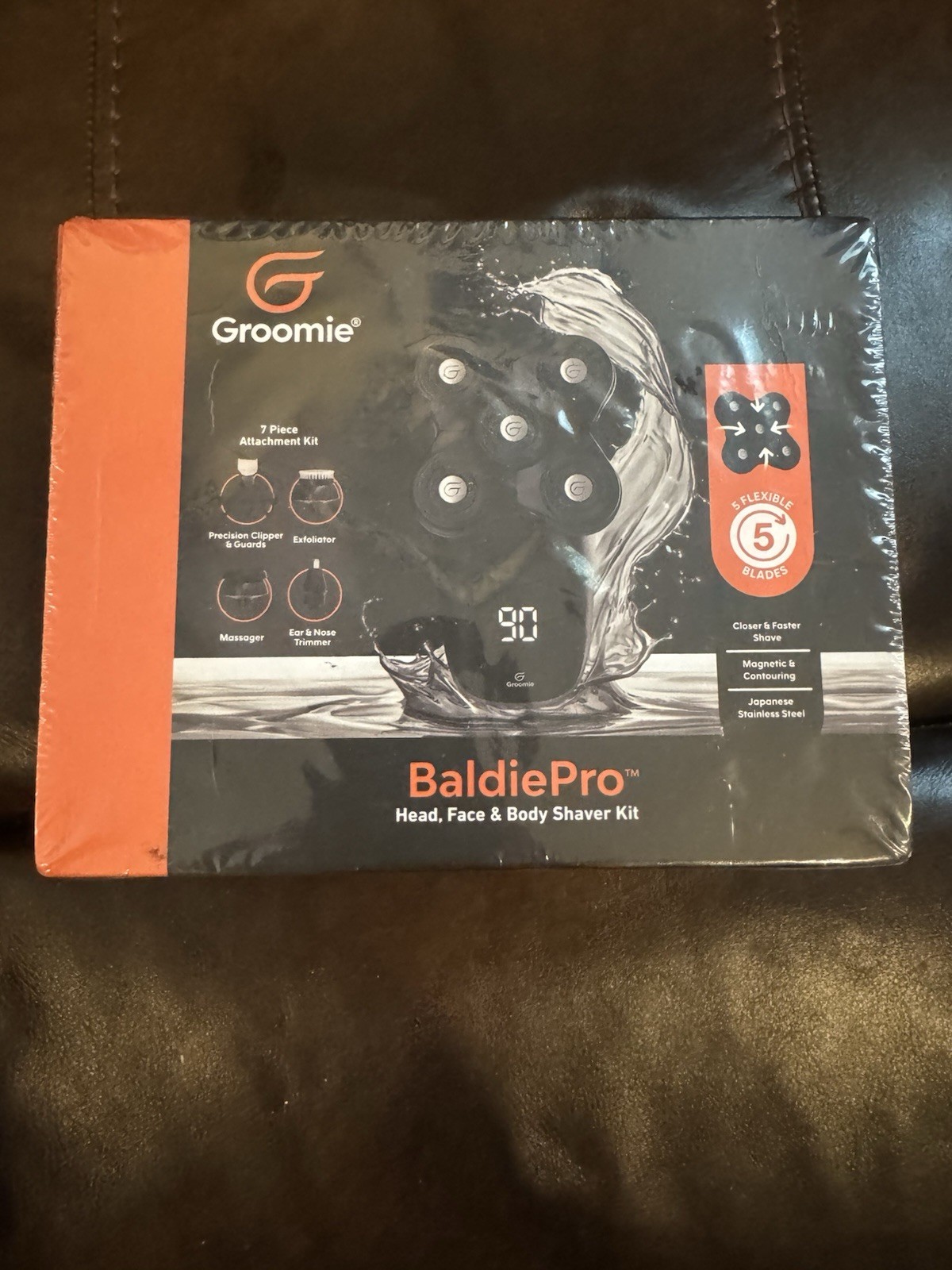 NEW IN BOX Groomie BaldiePro Head Face Body Shaver Kit Black/Orange GM101