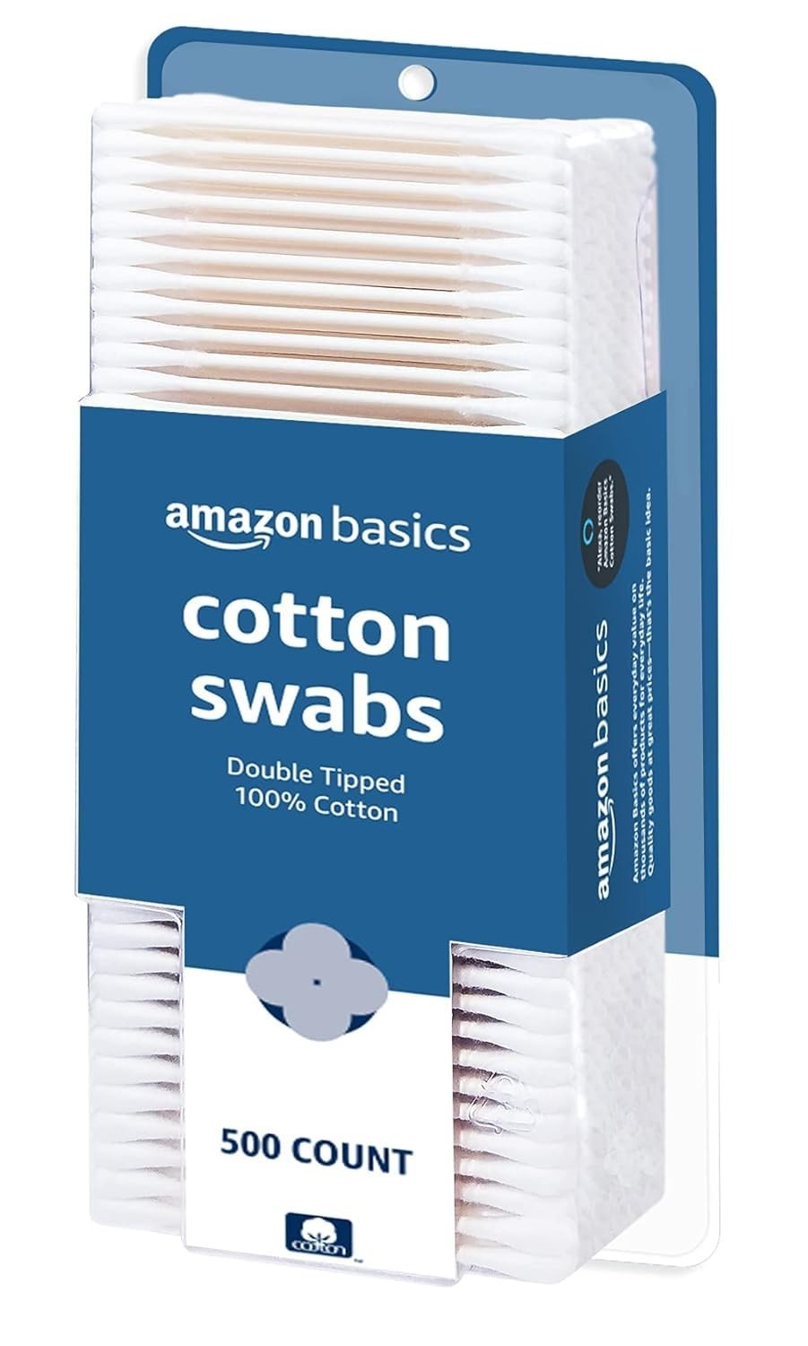 Q Tips Original Cotton Swabs 500 count Includes 500 Amazon Basics Cotton Swabs l