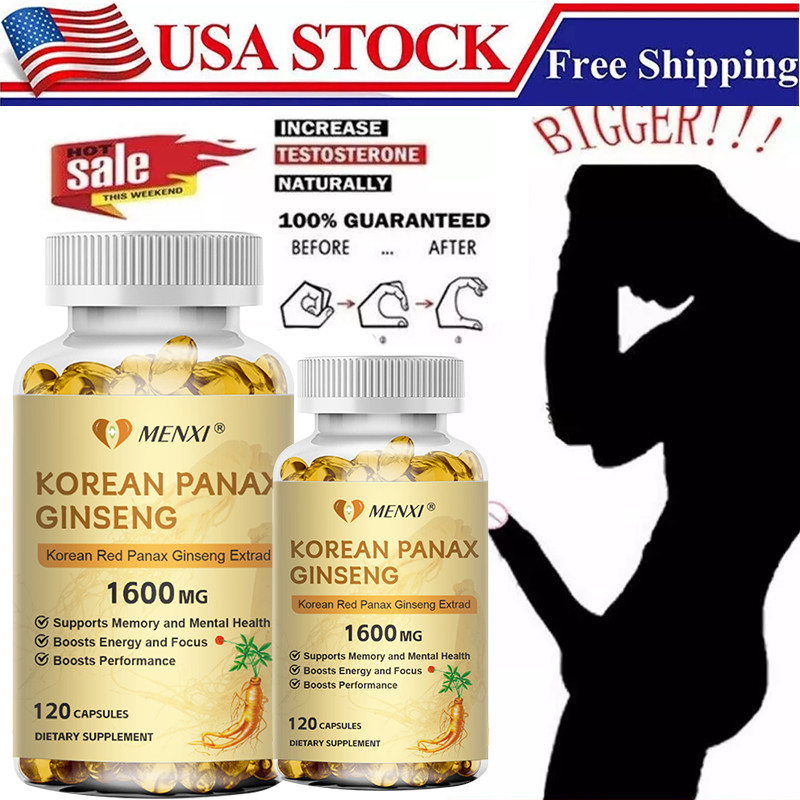 Korean Red Panax Ginseng 1600mg – 240 Capsules – Extra Strength Highest Potency