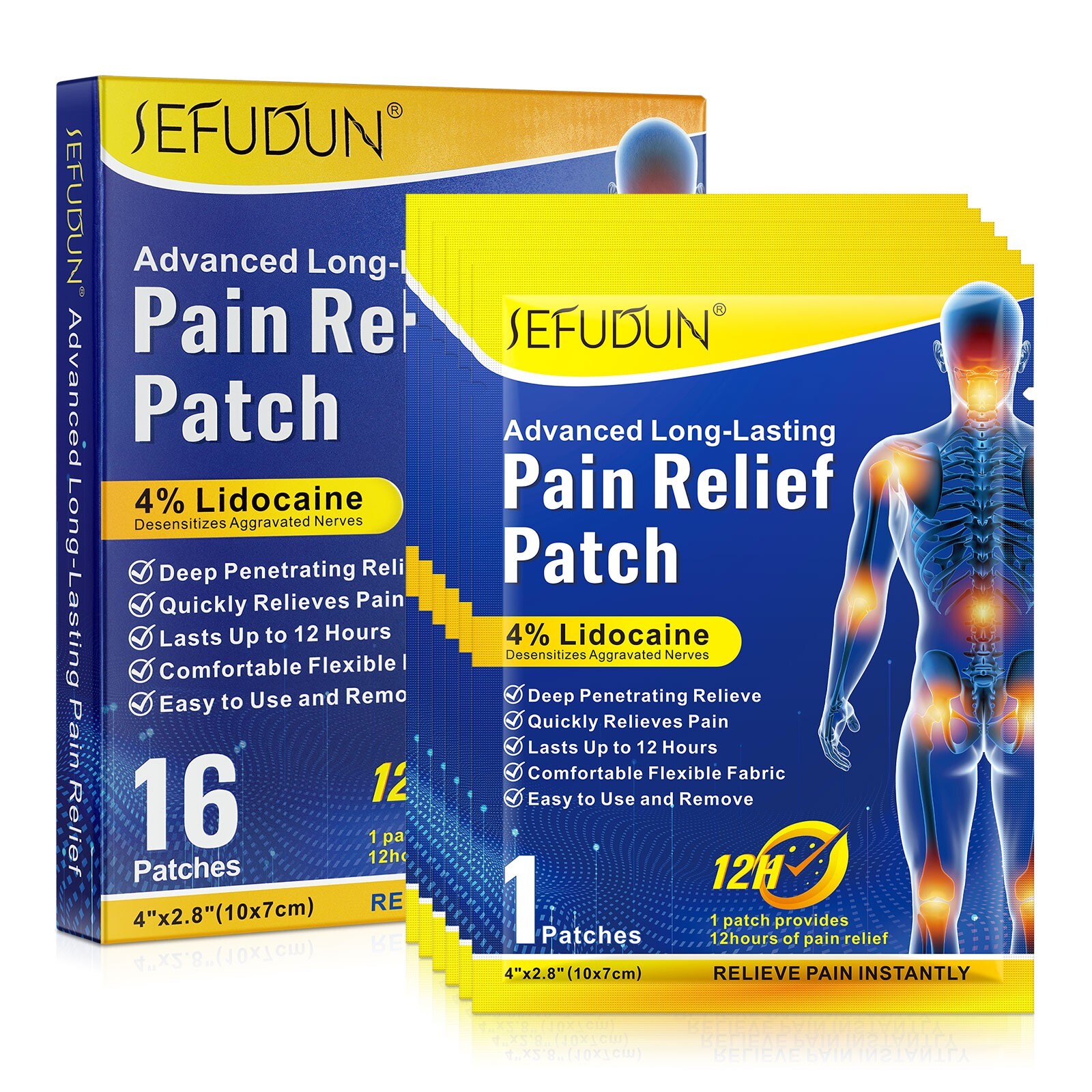 Lidocaine 4% Patch Maximum Strength Pain Relief, Knee Joint – 16/18/30 Count