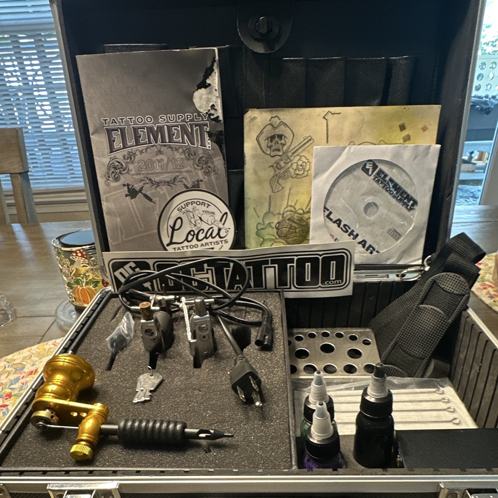 Element Tattoo Supply Adjustable Tattoo Kit w/ Case, Power Supply, Ink TPN-020