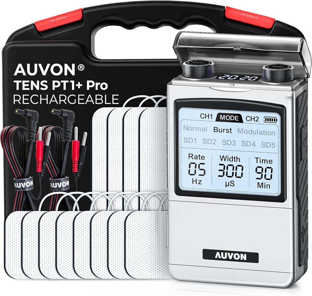 Rechargeable TENS Unit Muscle Stimulator Massager Dual Channel Back Pain Auvon