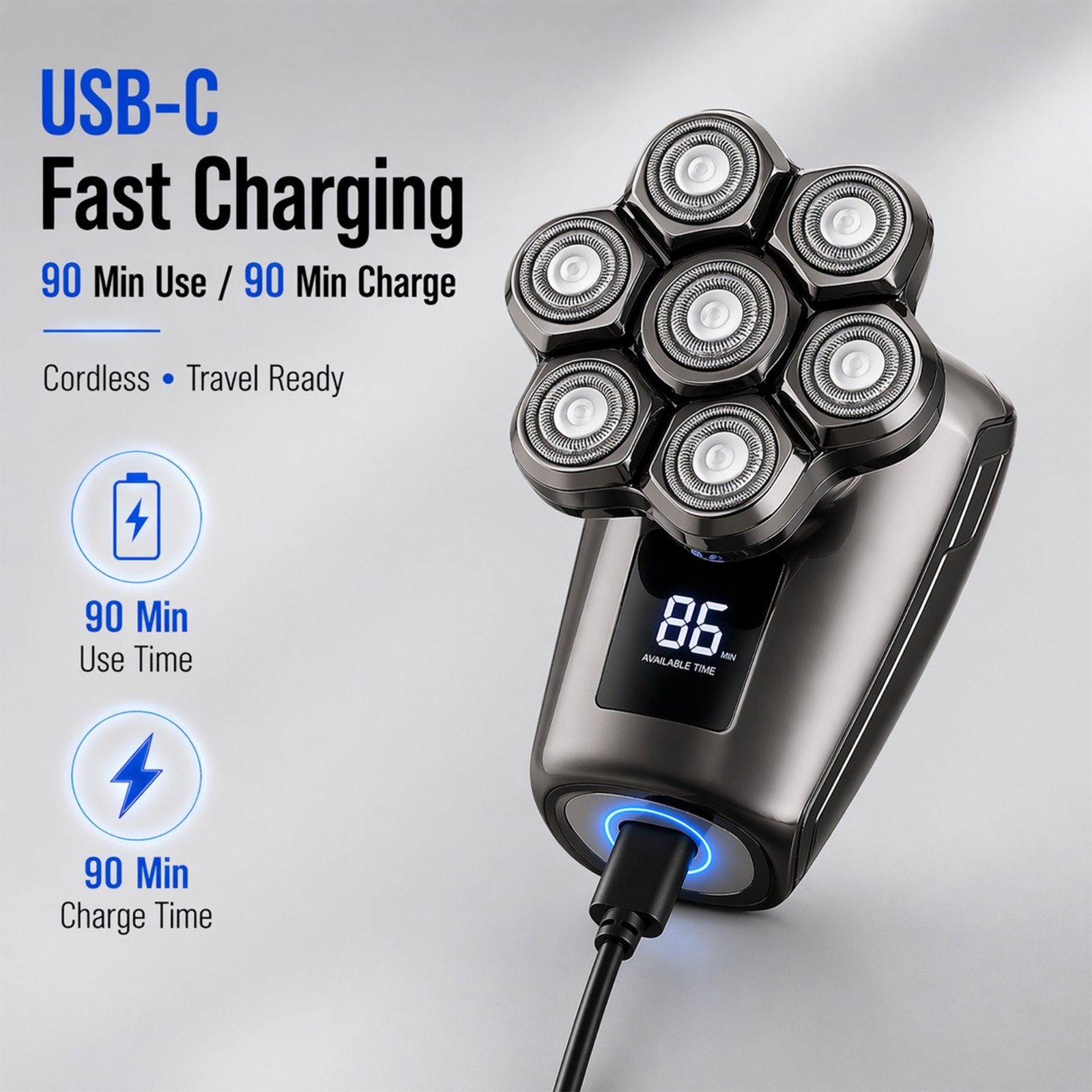 Head Shaver for Bald Men, Electric Razors for Men IPX7 Waterproof, USB charging